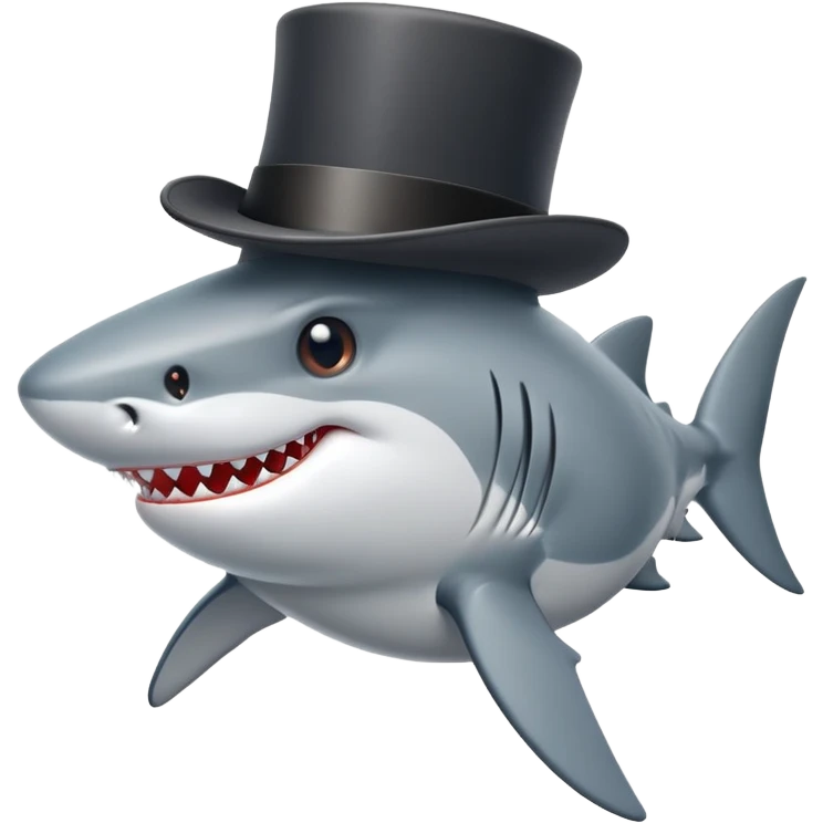 Shark with a top hat emoji