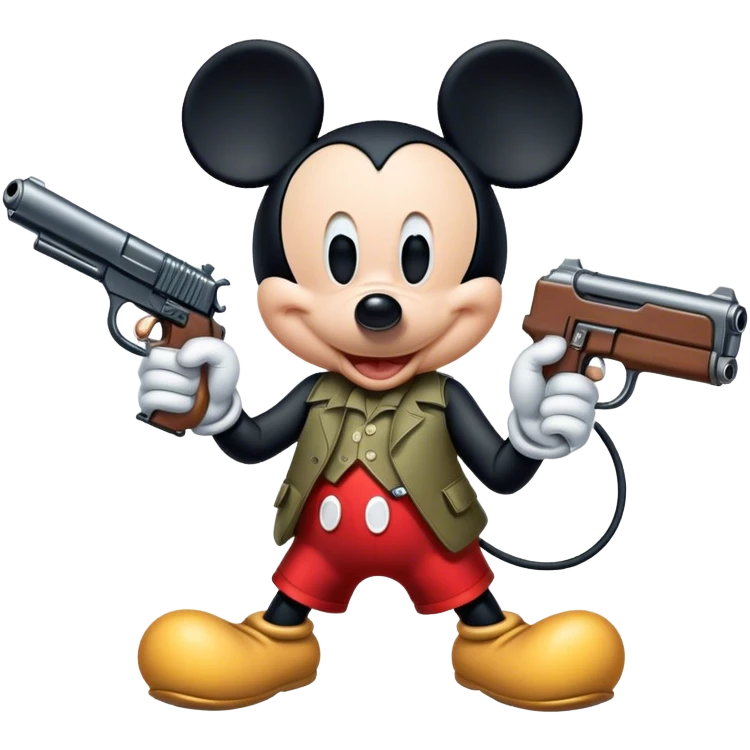 Mickey with a gun emoji