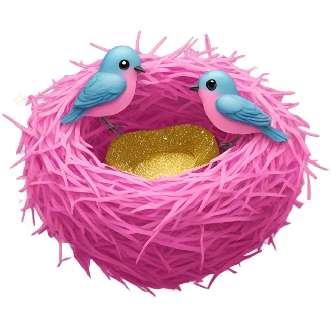 Pink birds nest with glitter emoji