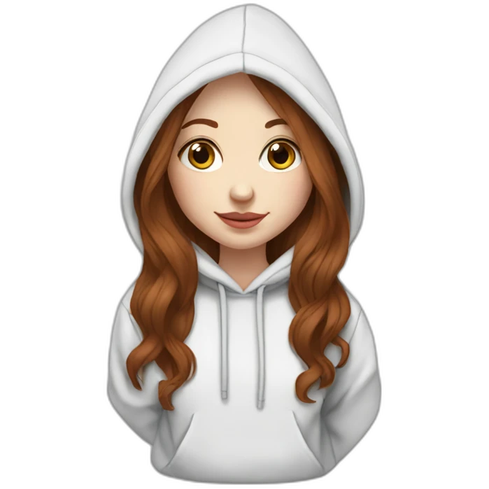 pale skin and long marron hair girl hoodie emoji