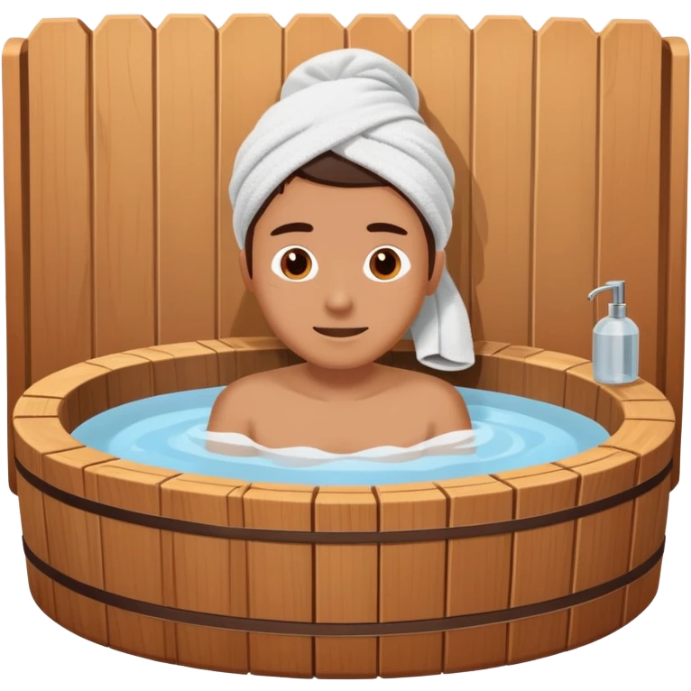 person relaxing in wooden hot tub emoji