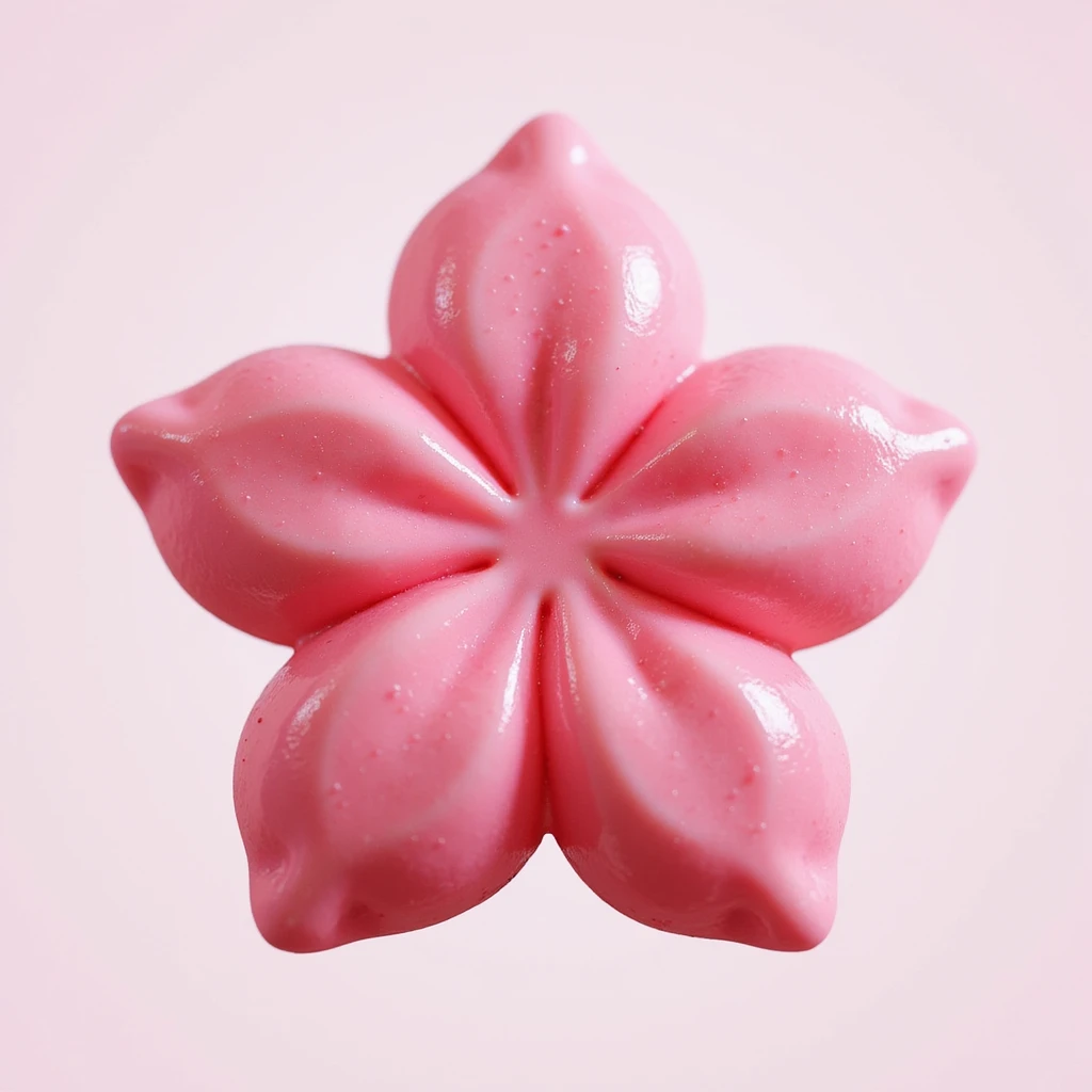 realistic pink candy shaped like a flower, photorealistic style emoji