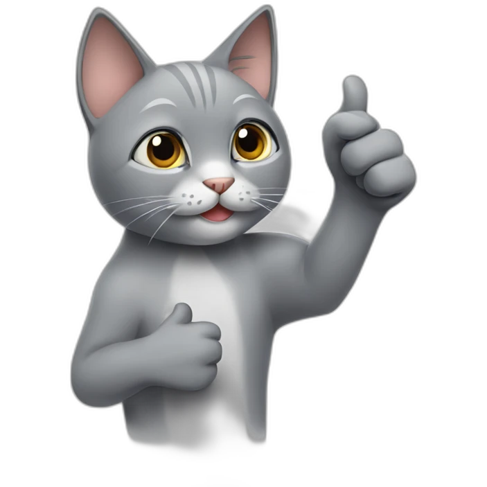 a gray cat saying it's ok with a big thumbs up on his hand emoji