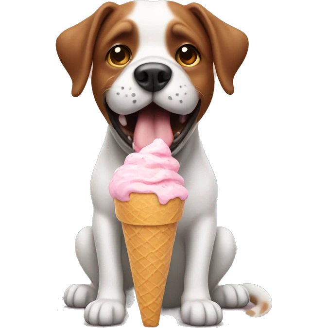 A dog eating ice cream emoji