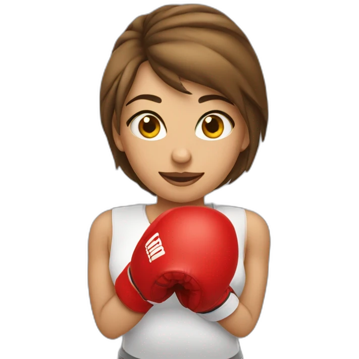 Emoji mujer enfadada con guantes de boxeo emoji