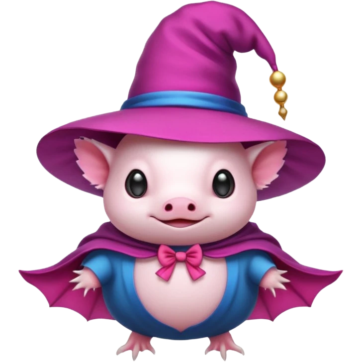 white axolotl with magician hat emoji