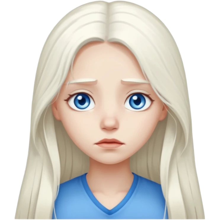 Pale girl with long white hair sad  emoji