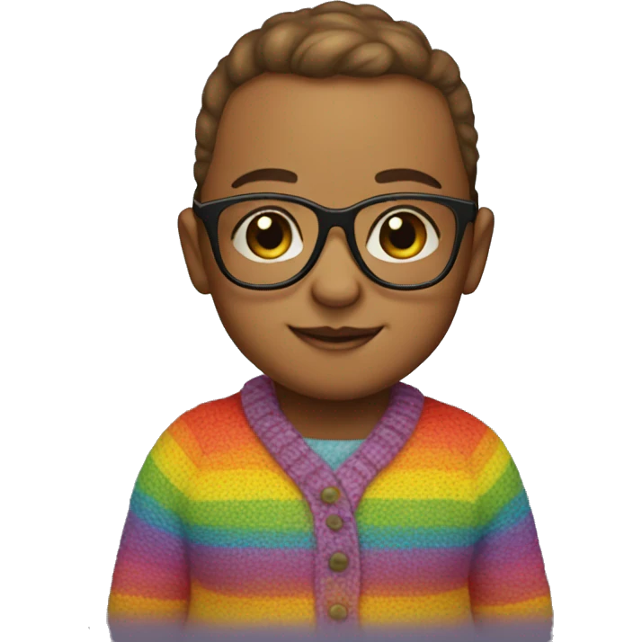 Create a baby wearing glasses and a rainbow sweater emoji