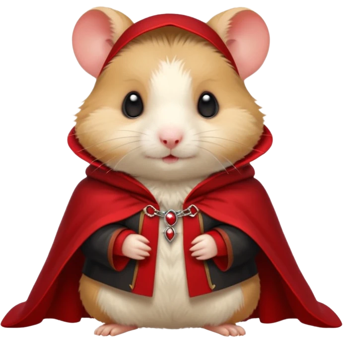 { "type": "object", "look": "hamster in red collar cloak", "description": "a vampire hamster wearing a red collar cloak" } emoji
