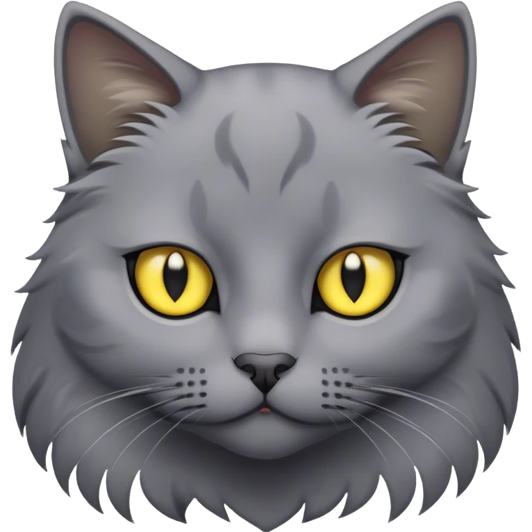Gray cat with yellow eyes and black pupils emoji