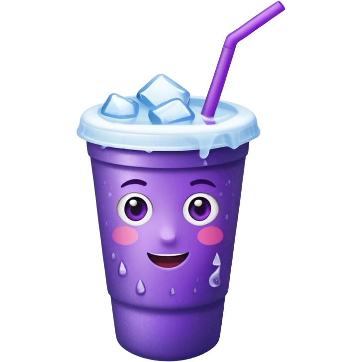 A purple drink with ice cubes in it in a styrofoam cup emoji