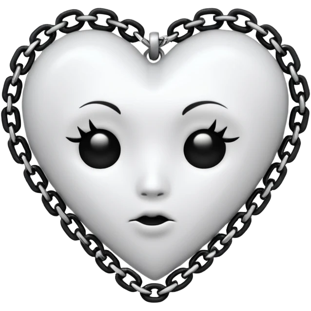white goth heart with black studs or chains emoji