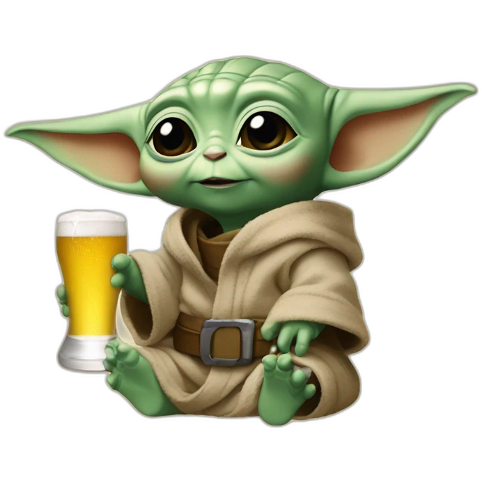 Baby yoda qui boit une biere emoji