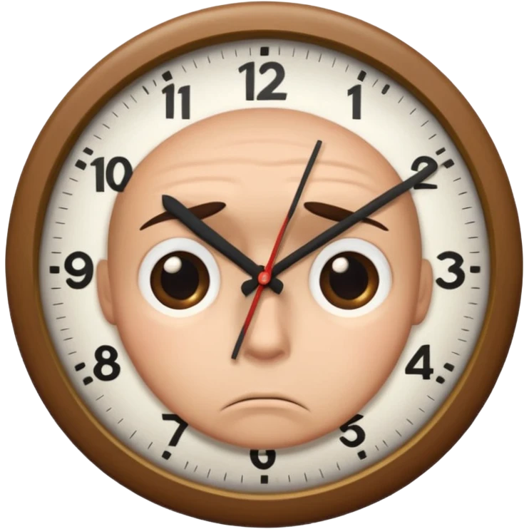 Create a hurried expression holding a clock emoji
