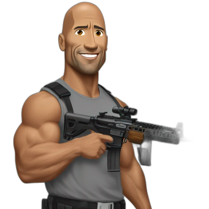The rock estilo realista con un rifle en el hombro emoji