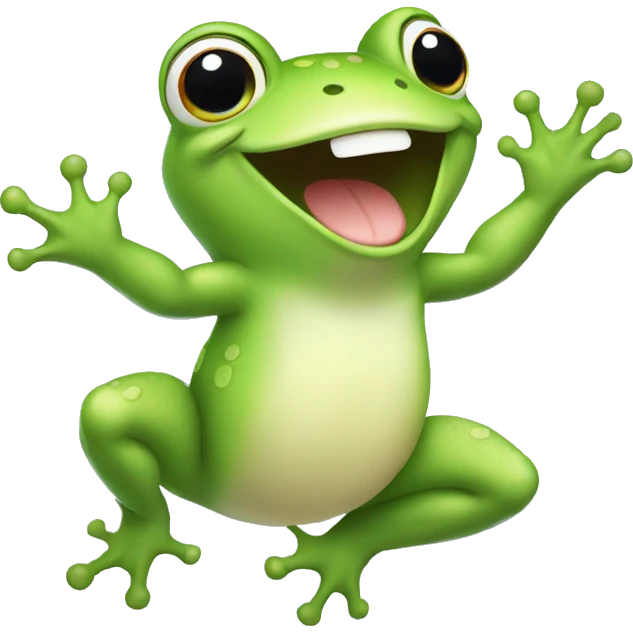 Happy cute frog jumping  emoji