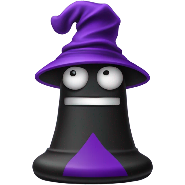 an arrogant black chess pawn with a purple wizard hat emoji