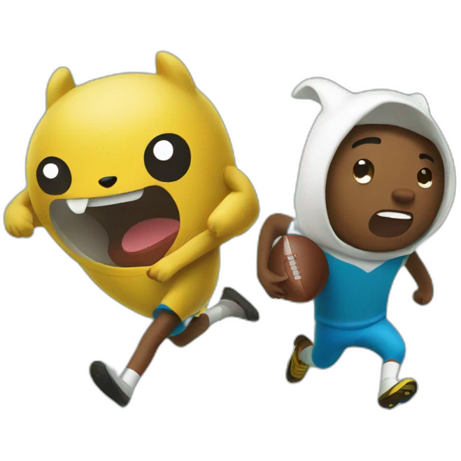 Jale and finn from adventure time playing football emoji