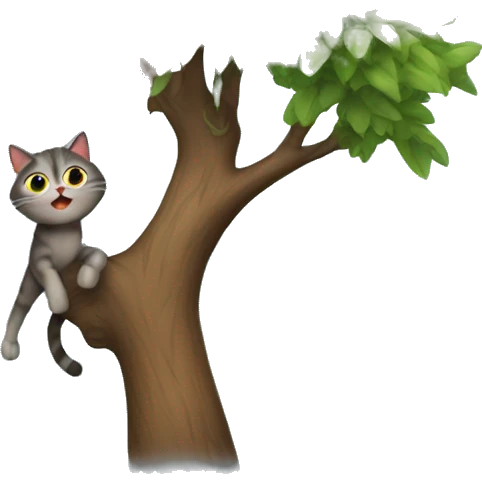 Cat stuck in a tree emoji