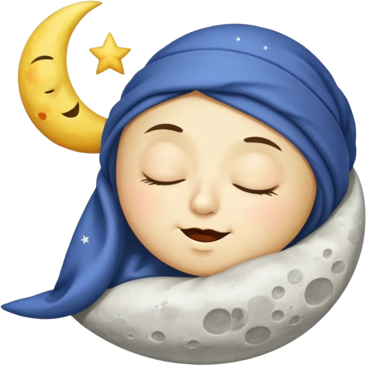 cartoon moon with sleepy face and nightcap emoji