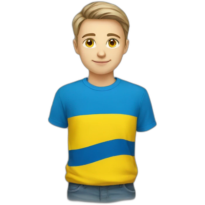 A Ukrainian student wearing the color of the Ukrainian flag emoji