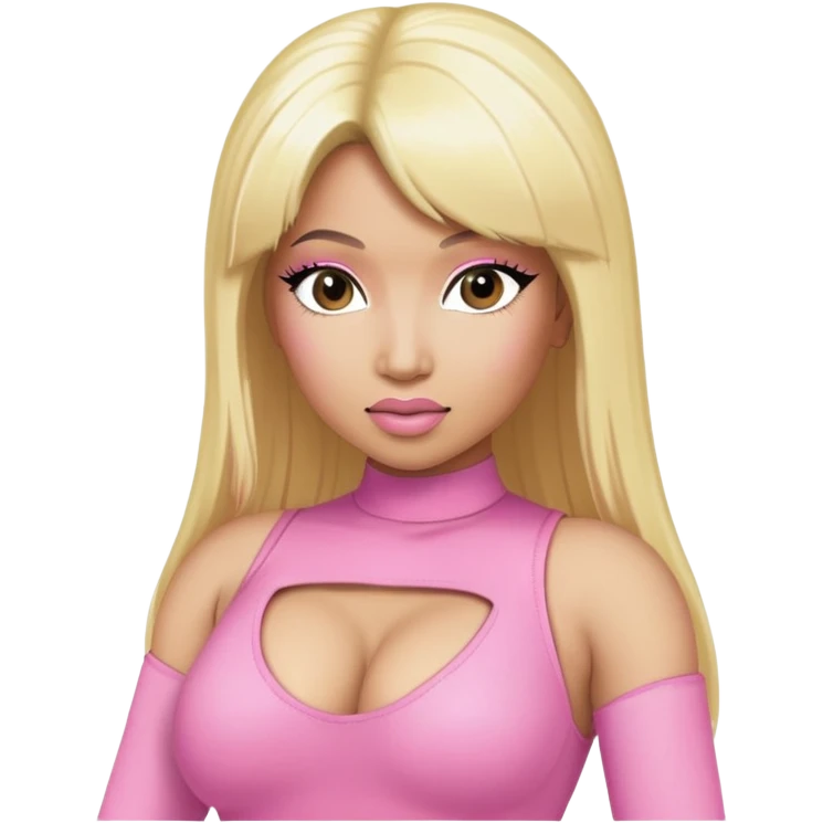 Nicki Minaj blonde hair pink body suit  emoji