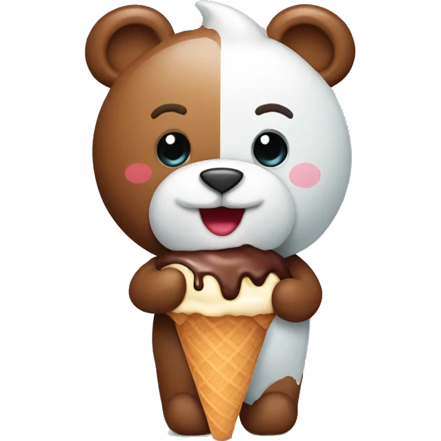 Teddy bear with ice cream emoji