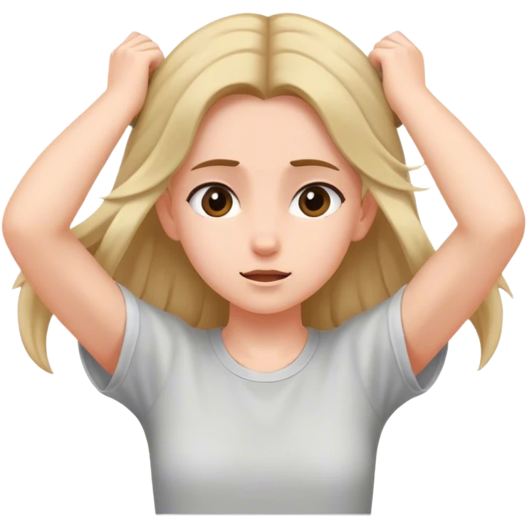 girl slyly moving hair behind her ears emoji