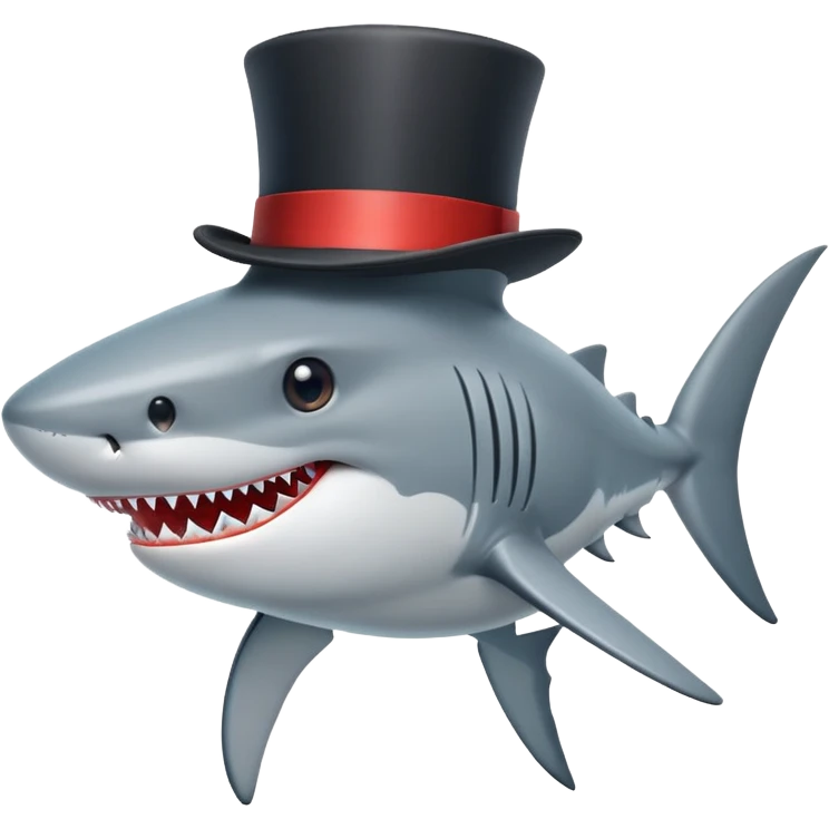 Shark with a top hat emoji