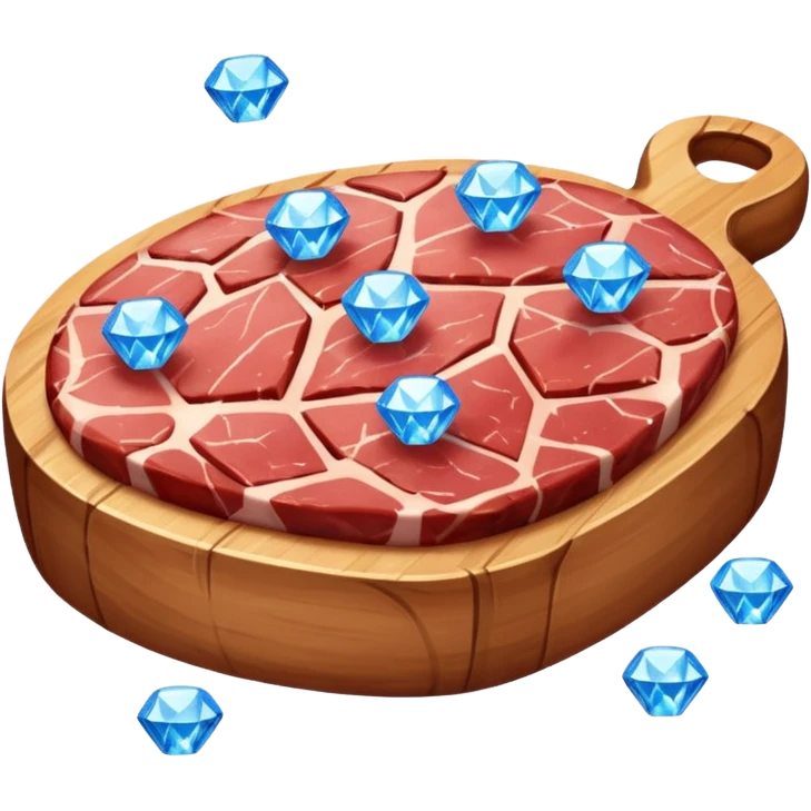 Meat with diamond textur and blue color emoji