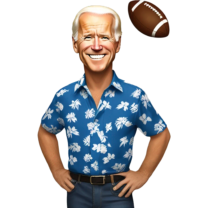 Joe Biden wearing a Hawaiian shirt with a football helmet on emoji