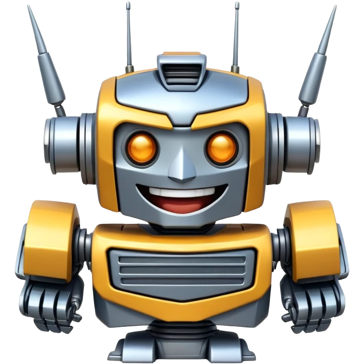 robot transformer with a big smile laughing happily emoji