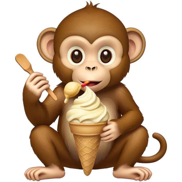 a monkey eating ice cream emoji
