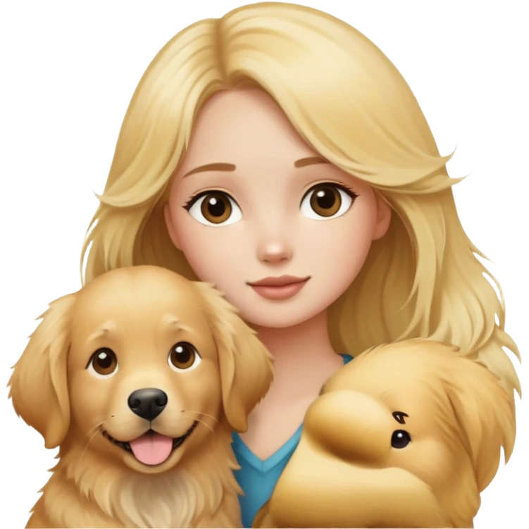 blonde girl with golden retriever dog emoji
