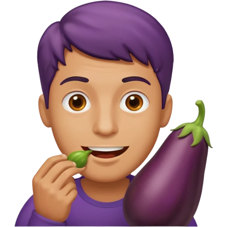 Guy eating eggplant  emoji