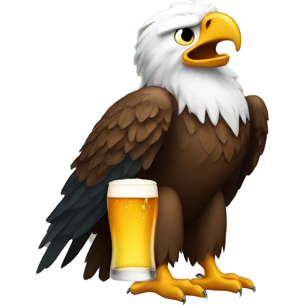 An eagle crying while holding a beer  emoji
