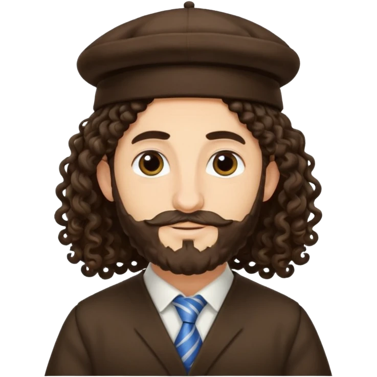 Jewish man wearing yarmulka with long curly hair  emoji