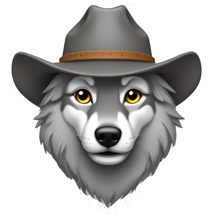 Wolf with cowboy hat Gray emoji