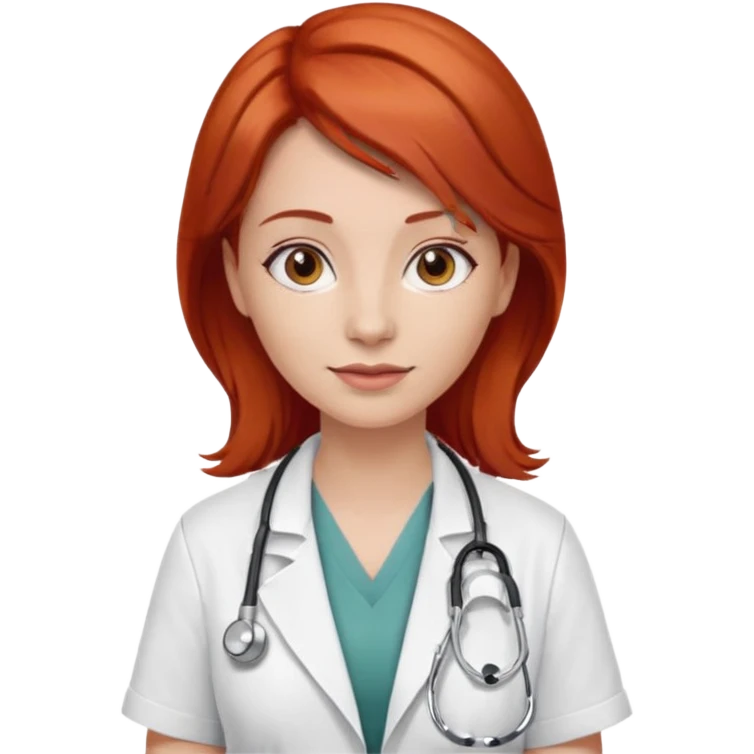woman, red hair, brown eyes, cardiologist, classic emoji