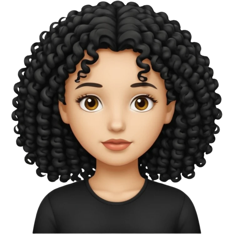 Blanquita con rizos y camisa negra  emoji