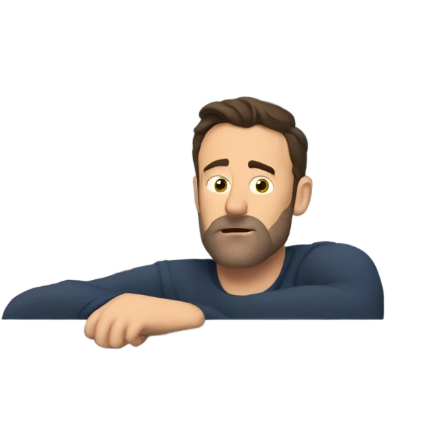 Exhausted Ben Affleck smoking on a balcony emoji