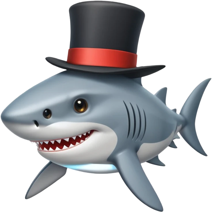 Shark with a top hat emoji