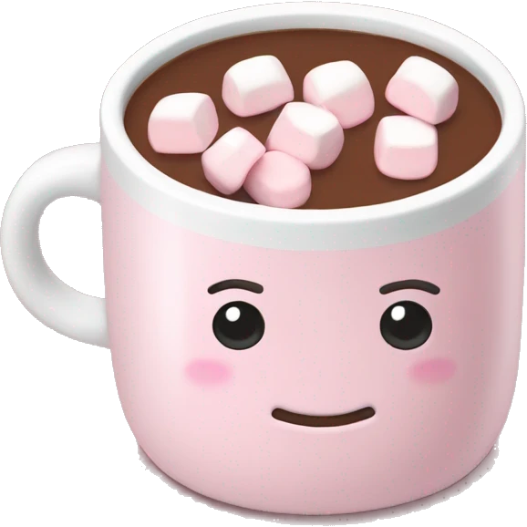 Light Pink mug of hot chocolate with marshmallows  emoji