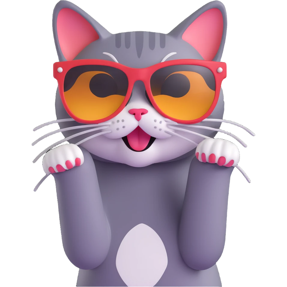 playful cat with big sunglasses emoji