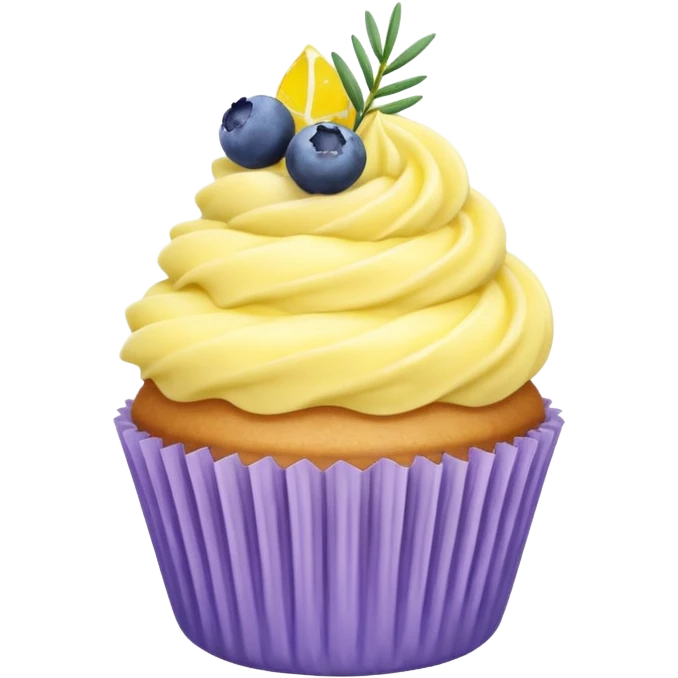 Lemonade cupcake with lavender & blueberry on top emoji