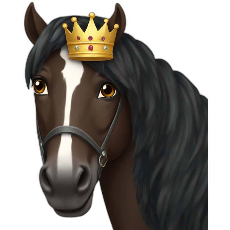 dark brown horse with a crown emoji