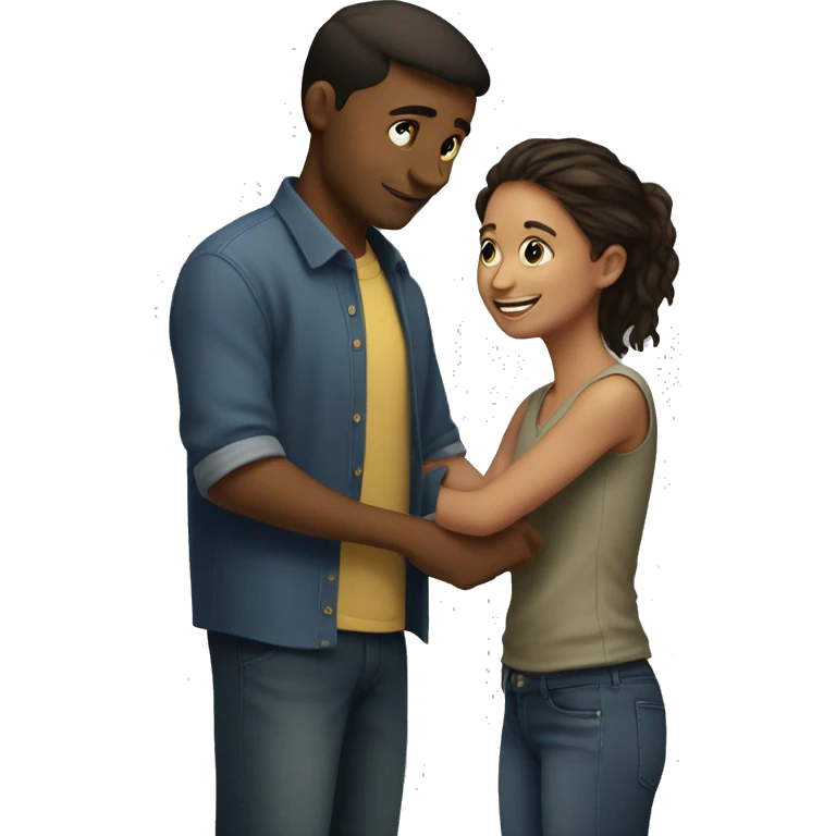 short girl huging a tall boy emoji