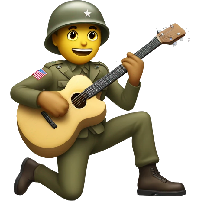 American ww2 soldier with eletric guitar  emoji