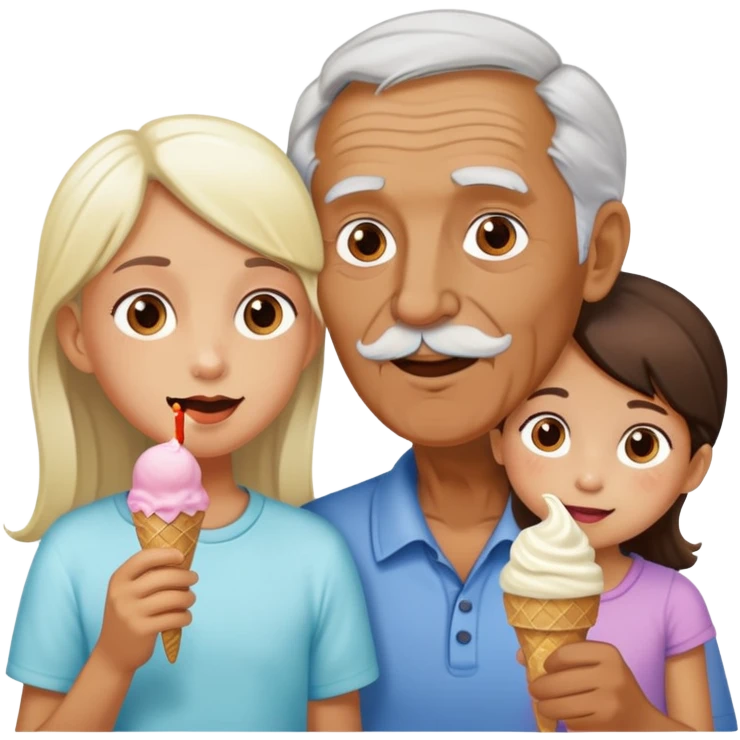 Old man and young girl eating ice cream emoji