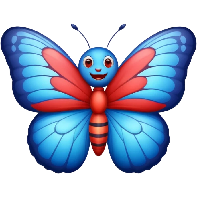 red-blue funny fat butterfly with small wings emoji